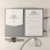 Luxury Letterpress 710 gsm Grey Pocket fold Wedding Invitation Suite
