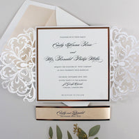 Rose Gold Foil Blush and White Classic - RSVP Card
