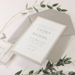 White Lace and Sand Tiered Invitation Set with RSVP