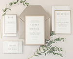 White Lace and Sand Tiered Invitation Set with RSVP