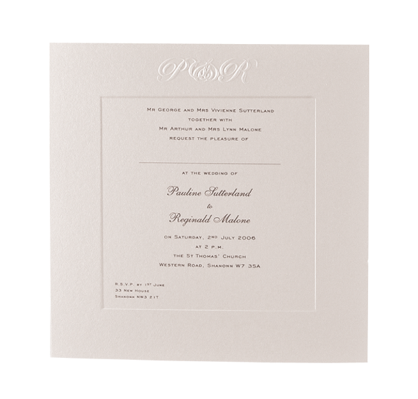 Champagne Luxury Embossed Monogram Wedding Day Invitation with Foil