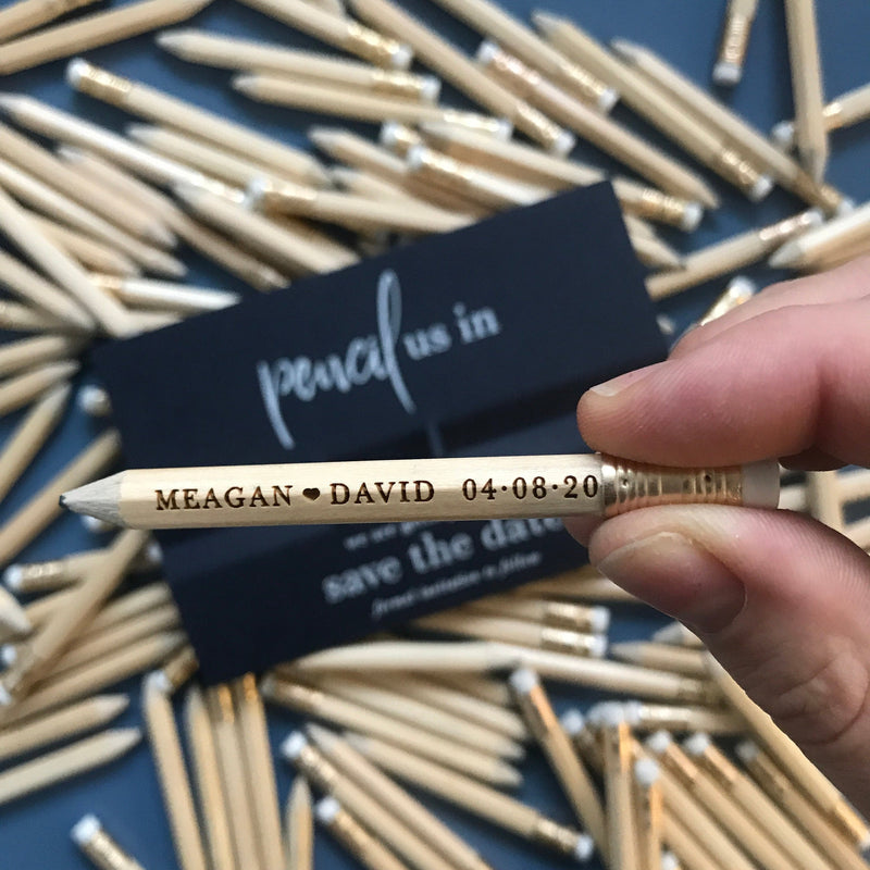 Save the Date - Pencil us in ✏  Wedding Card in Real Foil your names Engraved
