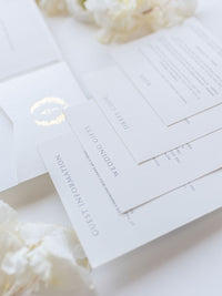 Triple Embossed Monogramed Gold Foil Pocket Wedding Invitation Suite with Wax Seal