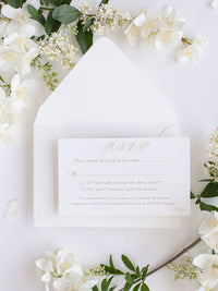 Classically Ivory Arch Gatefold with Intricate Laser Cut Leaf and Gold Foil Lace Day Invitation