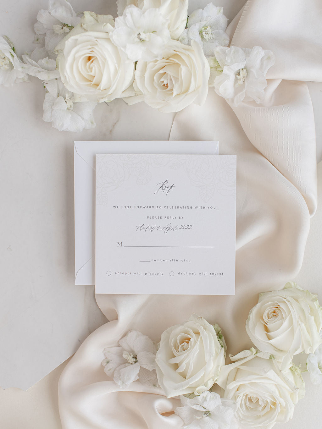 Roses Quartz Laser Cut Pocket Folder with RSVP Card