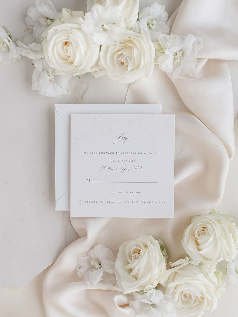 Roses Quartz Laser Cut Pocket Folder with Rsvp Card