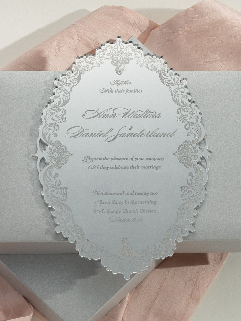 Luxury Boxed Invitation : a Decadent Mirror Gold Plexi Wedding