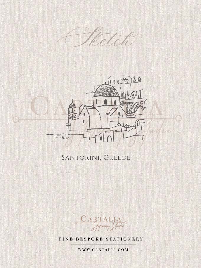 Sketch of Santorini | Greece Wedding Invitations