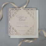 Square Laser Cut Lace Save the Date with Envelope