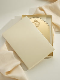 Luxury Boxed Invitation :  Monogram Frame Mirror Gold Plexi Wedding Invitation - Engraved