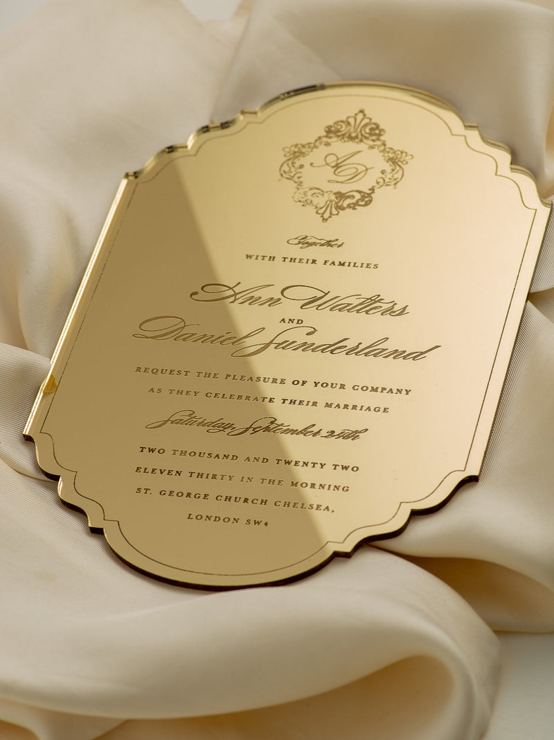 Gold Mirror Acrylic Wedding Invitation - Duallush Designs