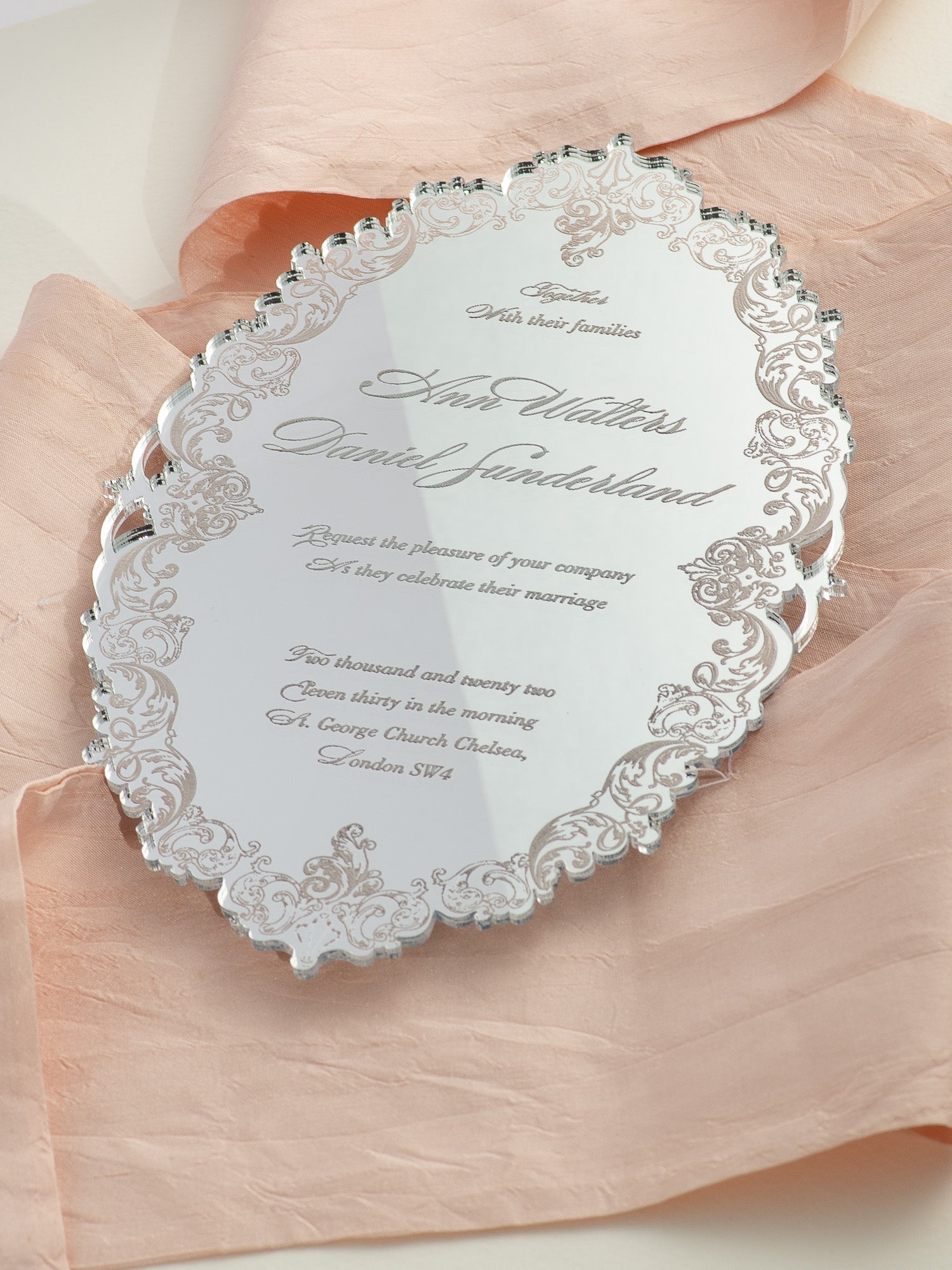 Luxury Boxed Invitation: a Decadent Mirror Gold Plexi Wedding