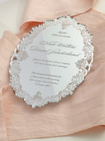Luxury Boxed Invitation : a Decadent Mirror Silver Plexi Wedding Invitation - Engraved