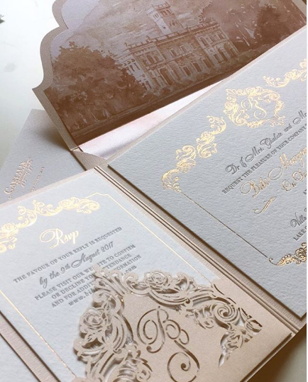 VILLA ERBA | Bespoke Luxury Venue Suite with Letterpress Trifold Lake Como, Italy Wedding