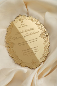 Luxury Boxed Invitation : a Decadent Mirror Gold Plexi Wedding Invitation - Engraved