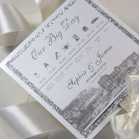 Wedding Paddle Fan Order Of Service with Timeline, Classic Elegence Wedding Order of Day