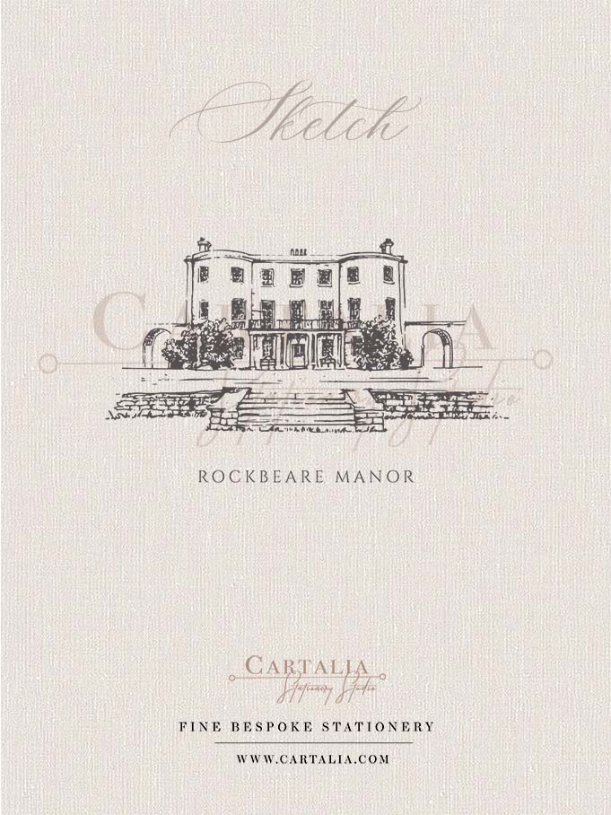 Sketch of Rockbeare Manor for Wedding Invitations