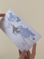 FOLDER Travel Wallet : Luxury Dusty Blue Wedding Passport Invite in Pocket & Silver Mirror Tag Passport Invitation Suite