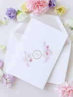 Peonies & Roses Pocket with Watercolours & Rose Gold | Bespoke Commission A&R