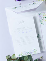 Lavender Purple Pocketstyle Wedding Invitation with 3 Cards and Real Foil