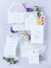 Lavender Purple Pocketstyle Wedding Invitation with 3 Cards and Real Foil