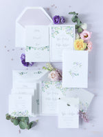 Lavender Purple Pocketstyle Wedding Invitation with 3 Cards and Real Foil