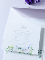 Lavender Purple Pocketstyle Wedding Invitation with 3 Cards and Real Foil
