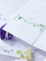 Lavender Purple Pocketstyle Wedding Invitation with 3 Cards and Real Foil