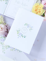 Lavender Purple Pocketstyle Wedding Invitation with 3 Cards and Real Foil