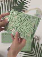 Sage Green Palm Leaves Wedding Invitation Suite | Bespoke Commission D&A