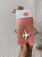 Terracotta, Cinnamon Luxury Passport Wedding Invitation with Gold String & Gold Glitter, Real Foil