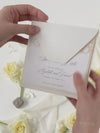 Classic Elegance Laser cut Save The Date Card In Champagne