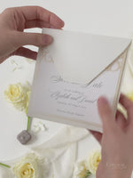 Classic Elegance Laser cut Save The Date Card In Champagne