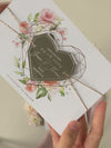 Silver Heart Shaped Mirror Magnet Engraved Save the Date Card with Real Foil