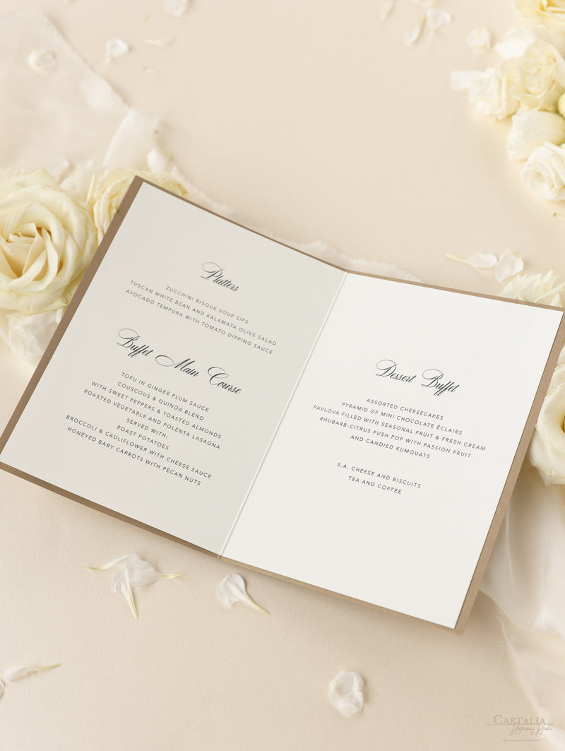 Romantic Roses Laser Cut Wedding Order of Service/Menu Card