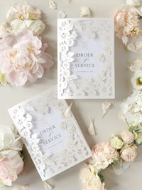 Romantic Laser Cut Floral Detail Order of Service