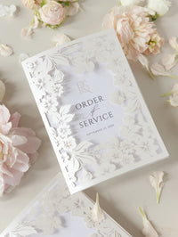 Romantic Laser Cut Floral Detail Order of Service