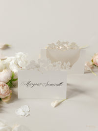 Romantic Place Cards With Laser Cut Flowers