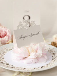 Romantic Place Cards With Laser Cut Flowers