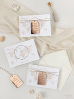 Wedding Save the Date Card with Rose Gold Plexi Mirror Luggage Magnet