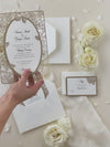 Elegant Laser Cut Roses Wedding Day Invitation in Old Gold