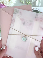 Vellum Day Invitation & RSVP │Pink Watercolour Peonies Flower │ Silver Mirror Plexi