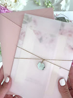 Vellum Day Invitation & RSVP │Pink Watercolour Peonies Flower │ Silver Mirror Plexi