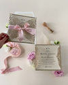 Deluxe Blush Satin Glitter Luxury Gatefold with Pearlised Lined Envelopes