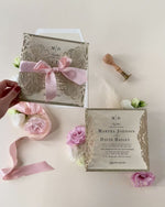 Deluxe Blush Satin Glitter Luxury Gatefold with Pearlised Lined Envelopes