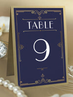 Número de mesa para corte láser Golden Art Deco Great Gatsby