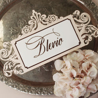 Luxury Elegant Rose Gold Foil Intricate Ornamental Table Name Number Laser Cut