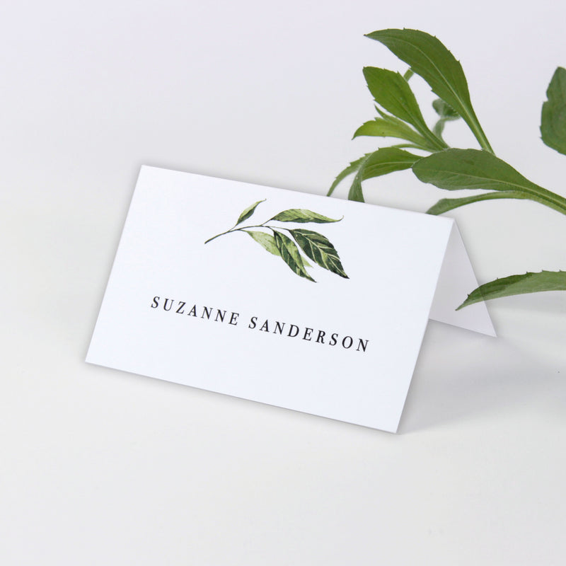 Green Foliage Rustic Place card