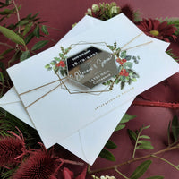 Beso de muérdago | Invitaciones de boda navideñas con sello de cera Monogram Vellum Suite