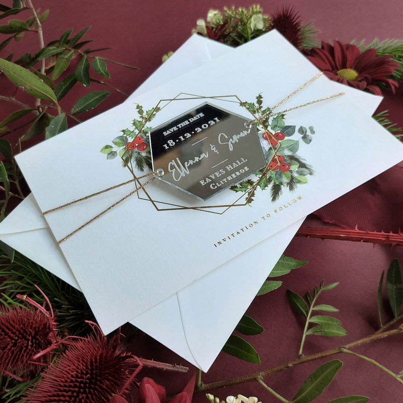 Greenery Botanical Monogram Vellum Paper Pocket Wedding Invitation